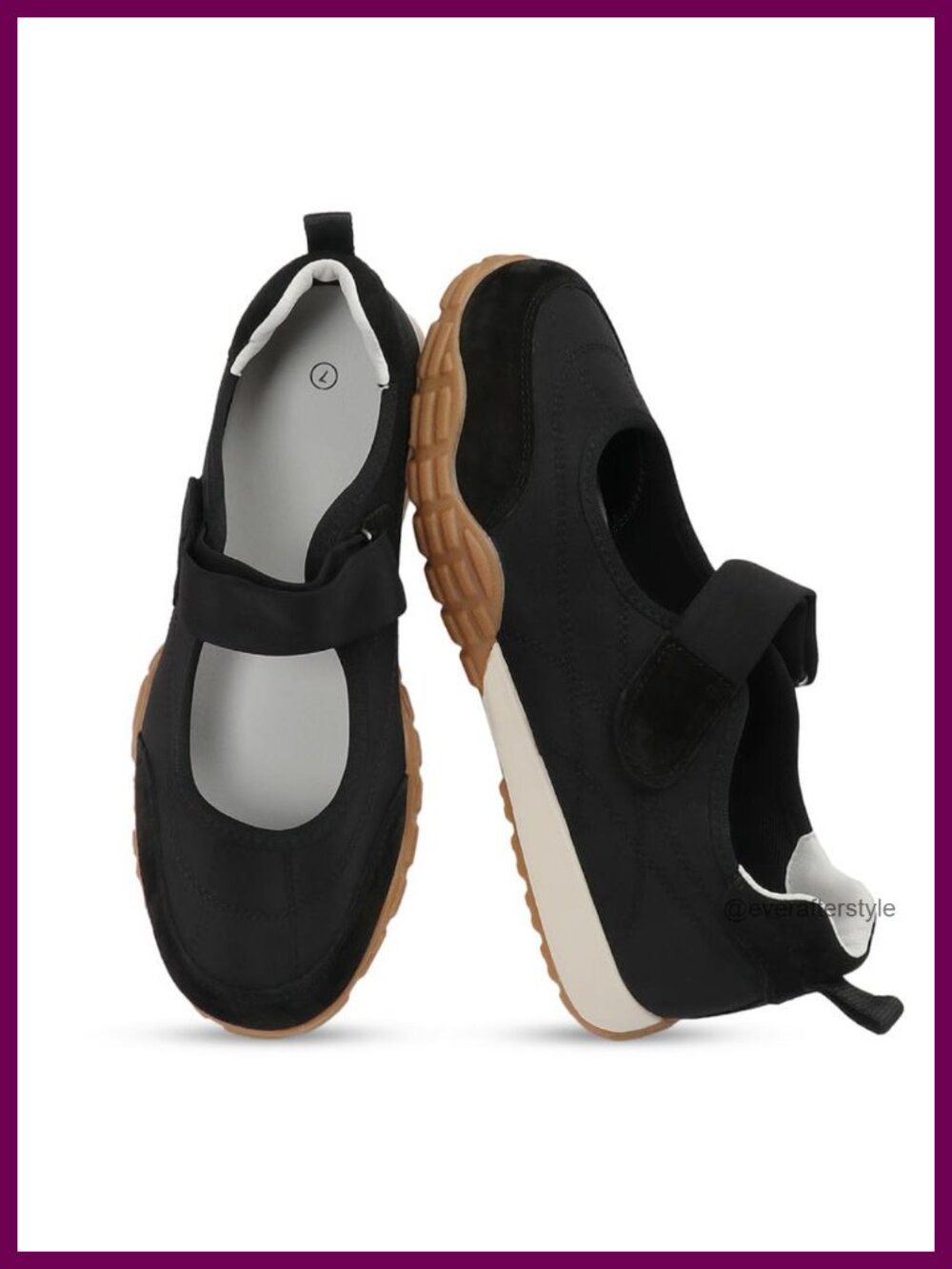 Wide Toe Mary Jane Sneakers Suede Like Ballet Flats Slip On Casual Walking Shoes